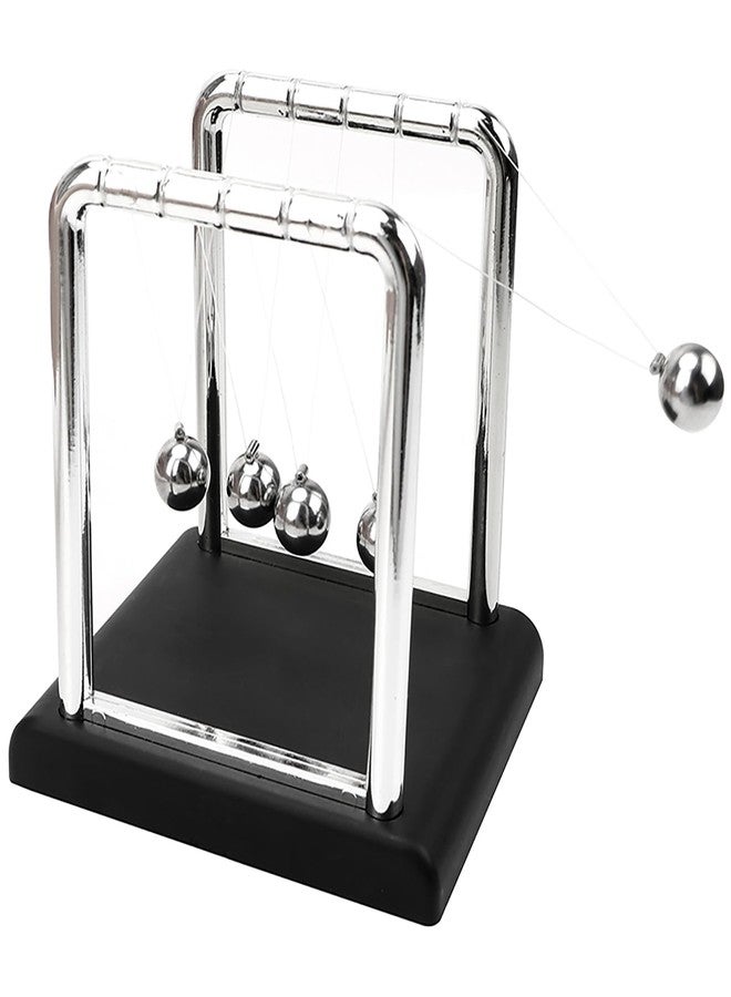 Yoqanr Newtons Cradle Balance Balls,Pendulum Balls with Black Base,Newtons Cradle Pendulum,Desk Decor for Men,Physics Toys,Metal Creative Ornament Crafts,Mind Bending Desk Sculpture - Large Black - Image 2